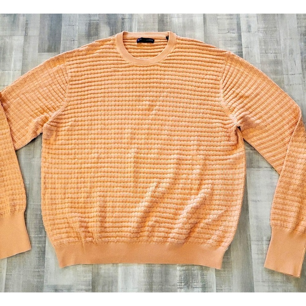 Henry Jacobson Silk Blend Med Men's Cable knit Sweater‎ Orange Very Good Quality